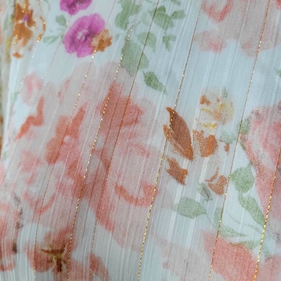 Endless Rose Watercolor Floral Long-Sleeve Chiffon Open Back Romper -XS - Picture 11 of 11